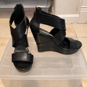 DVF black wedge sandal
